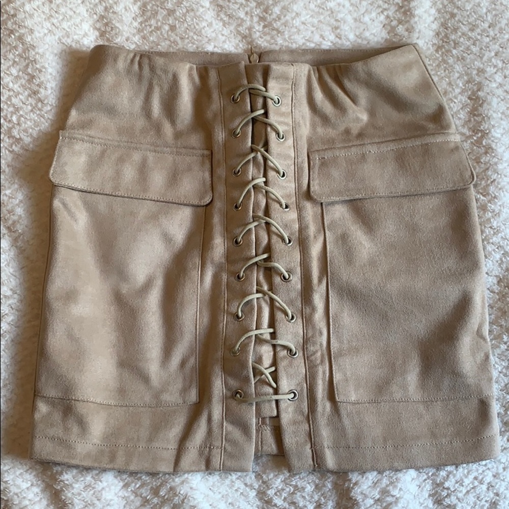 size small, tan colored, suede skirt